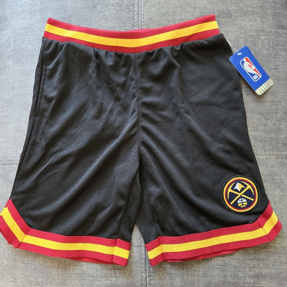 NBA Denver Nuggets Black Shorts with Red and Gold Accents